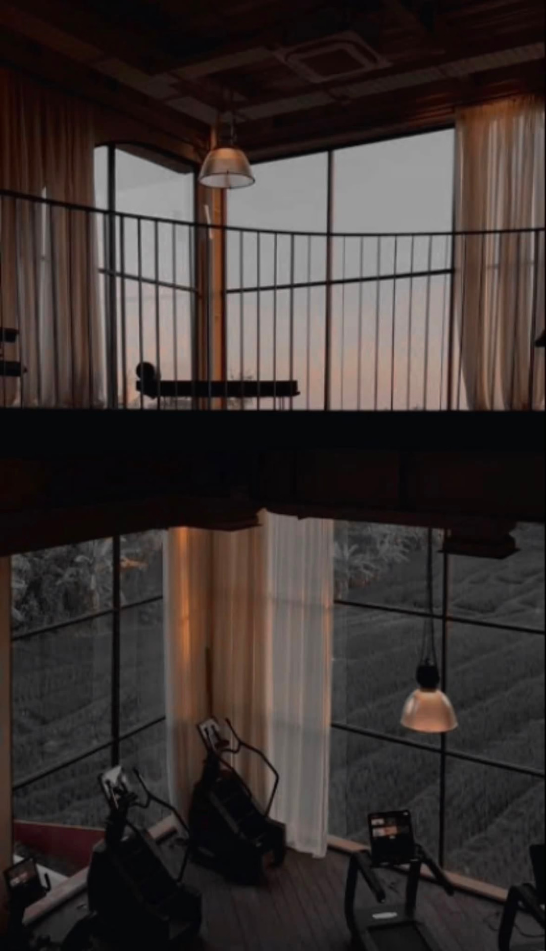 Example private villa interior overlooking the rice fields