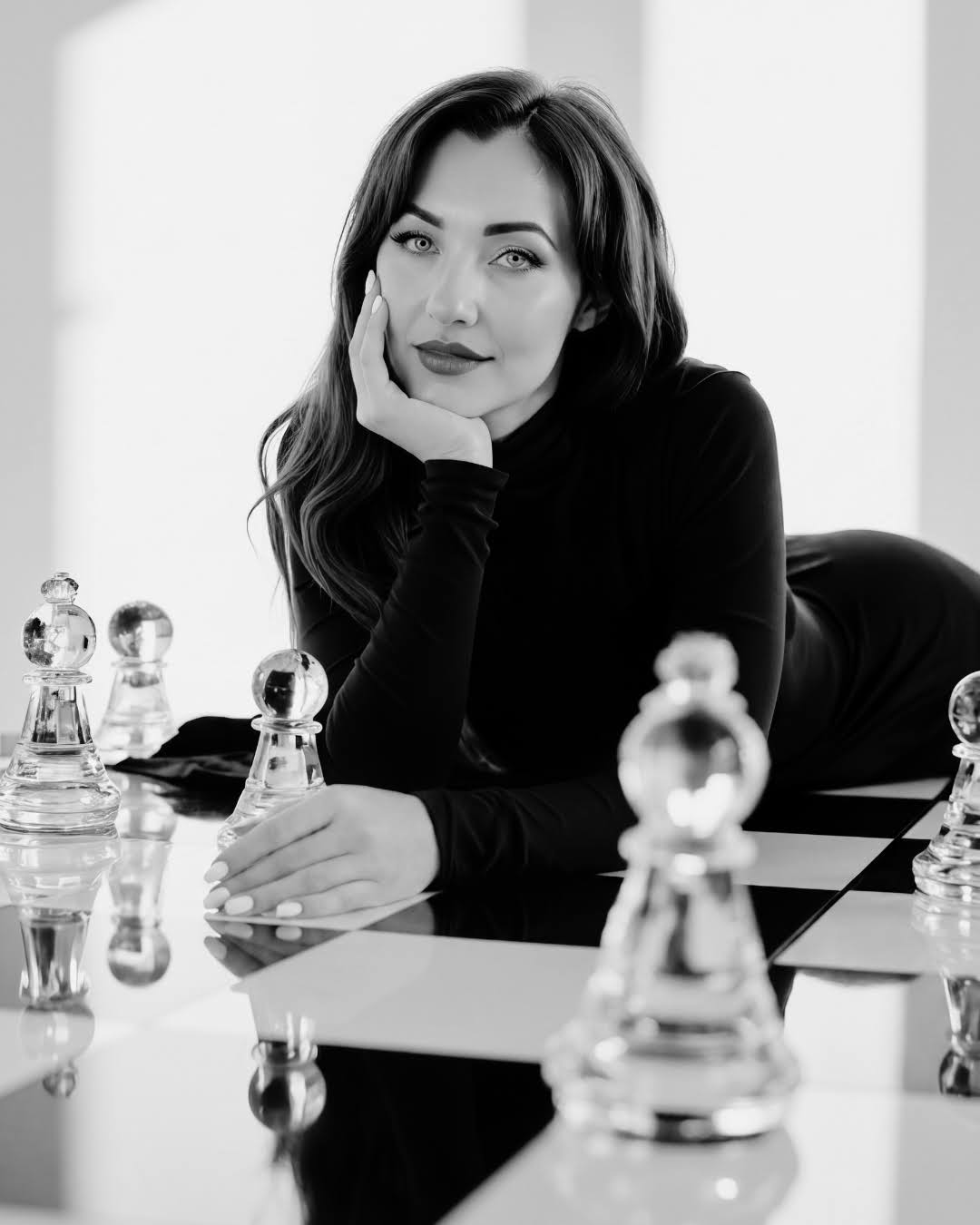 Samantha J on the chessboard — the Checkmate private advisory partnership