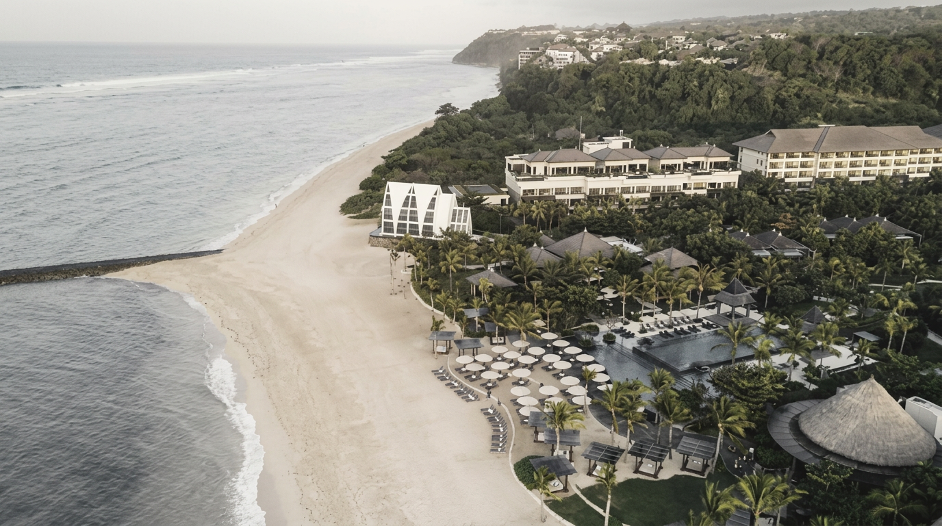 Luxury Bali beachfront resort setting for a private VIP Day with Samantha J